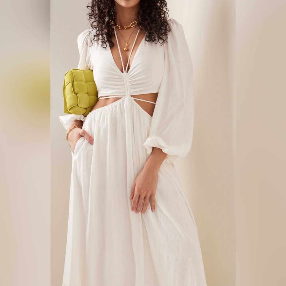 Jonathan Simkhai White Cut Out Maxi Dress Small New, Damaged Incomplete Tags
